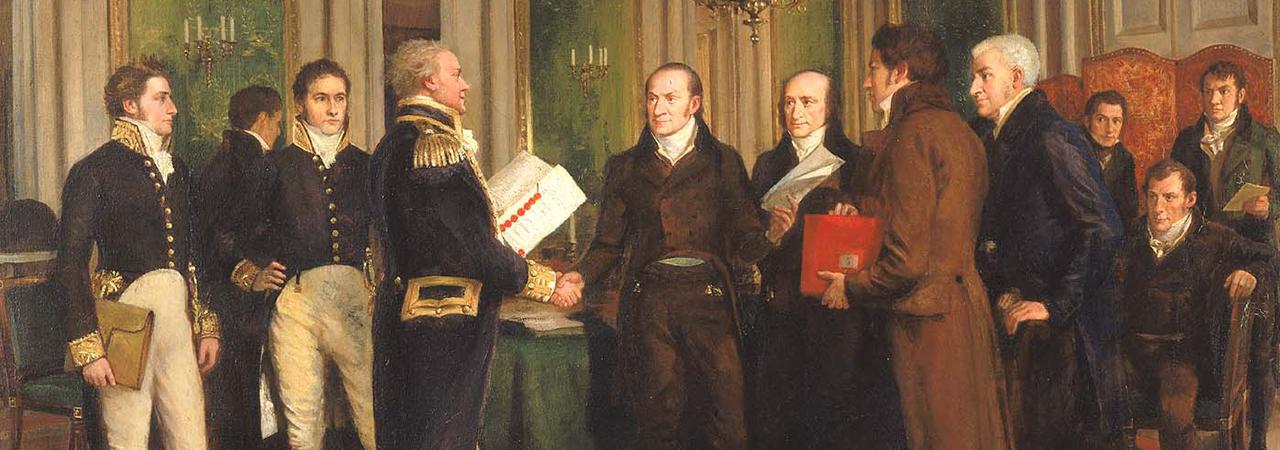 This painting depicts the signing of the Treaty of Ghent.