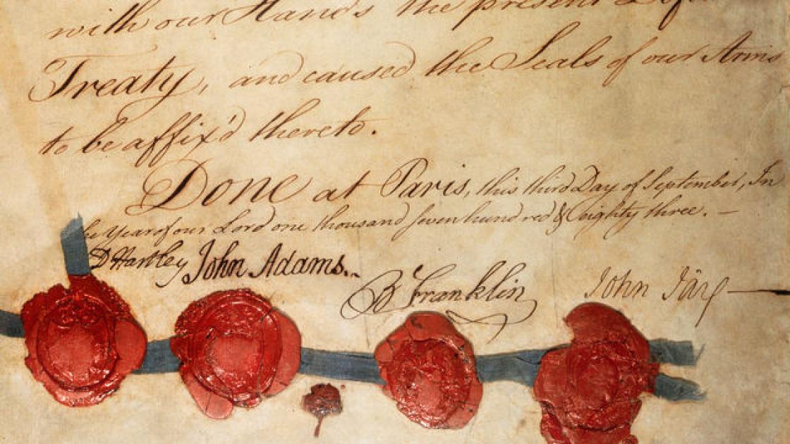 This is a scan of the signatures at the bottom of the Treaty of Paris.