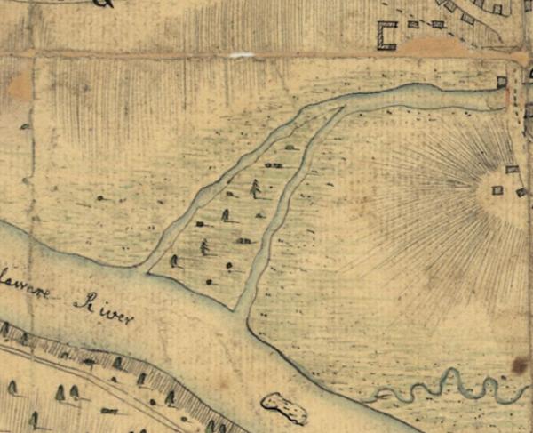Map portraying the land surrounding Trenton